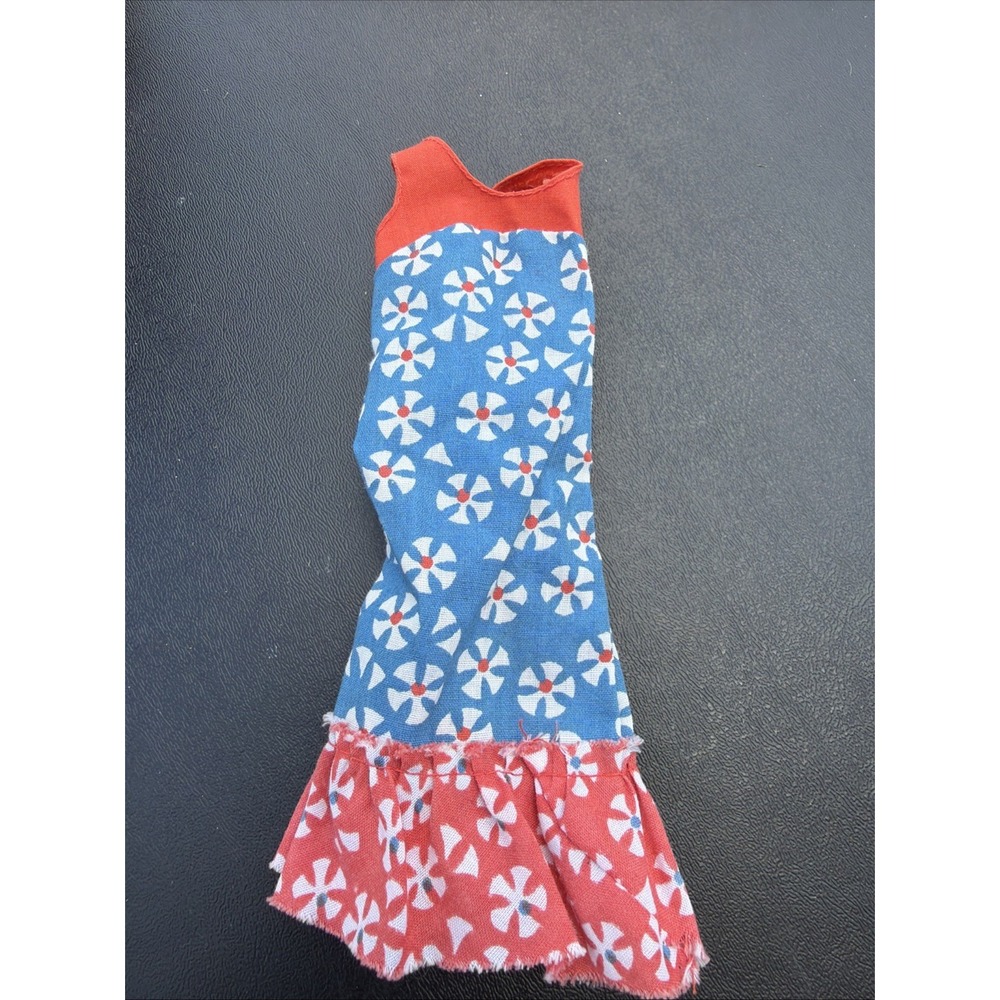 Vintage 1975 Barbie Dress Best Buy Fashion #2219 Red White Blue Flowers Floral